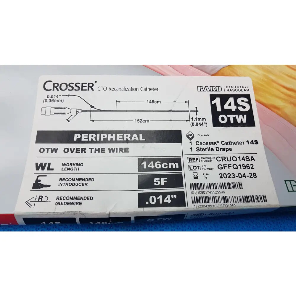 Bard 14S OTW Crosser CTO Recanalization Catheter Ref CRUO14SA - Interventional Catheter