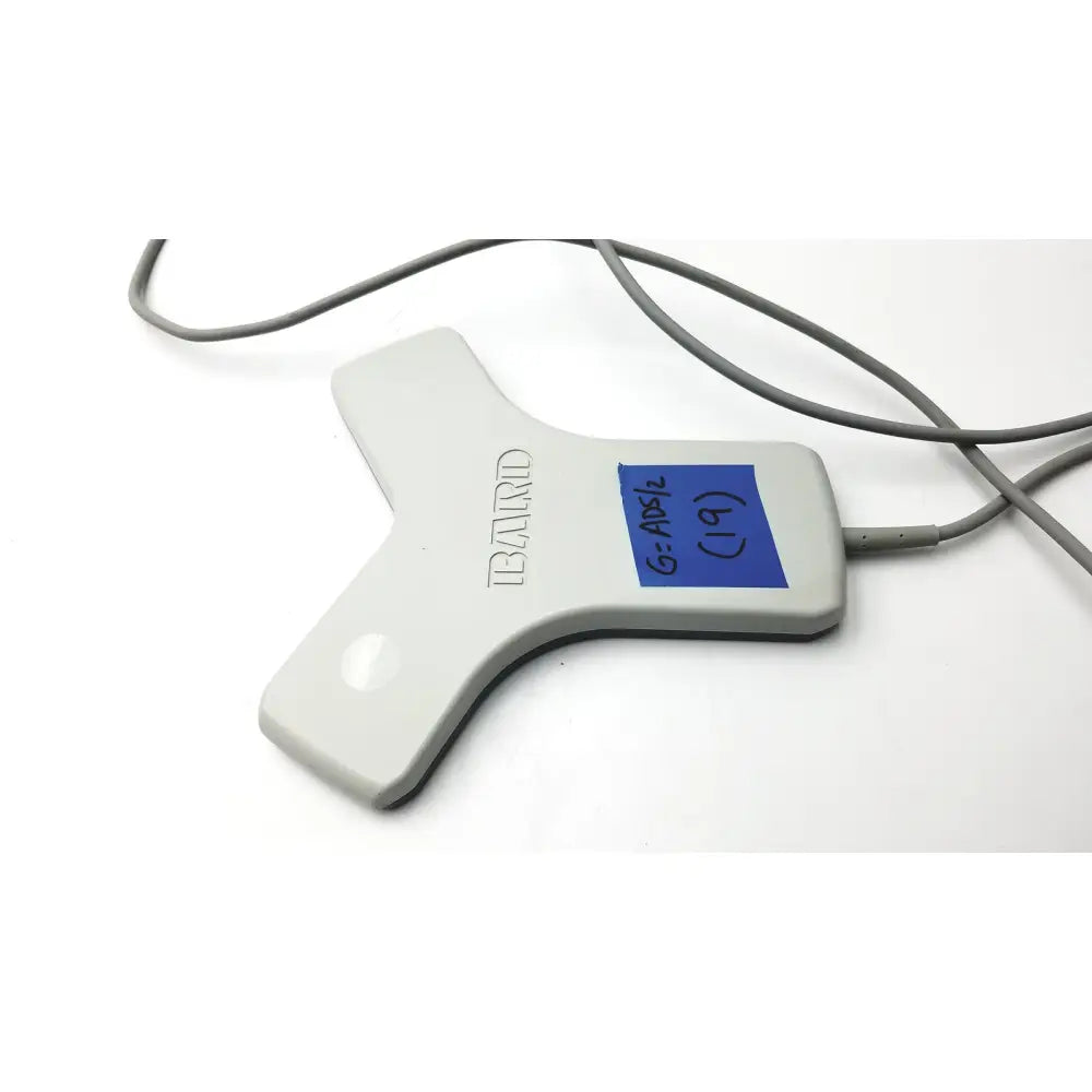 Gray plastic bard access tls ii usb based sensor transducer with blue sticky note labeled g-ads2 19 attached to side