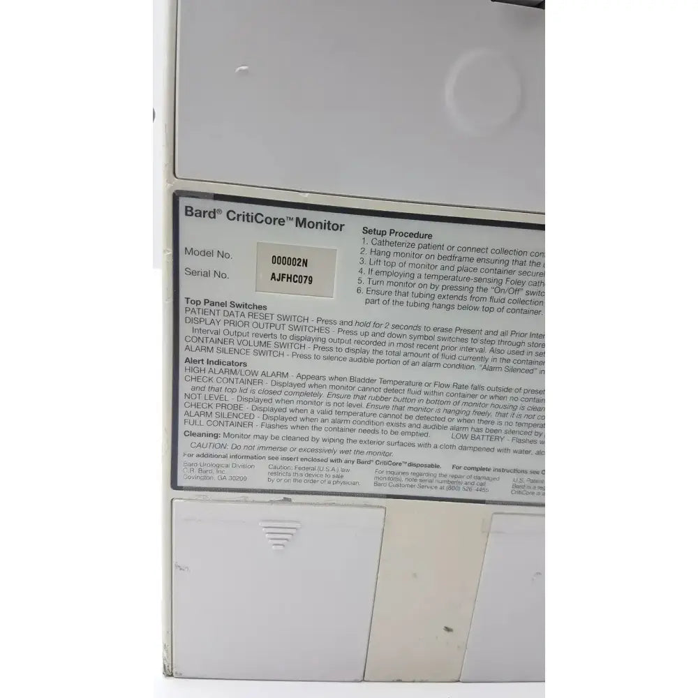 BARD CritiCore Fluid Output and Temperature Monitor 000002N Patient Monitoring Equipment, second-hand product photo 5