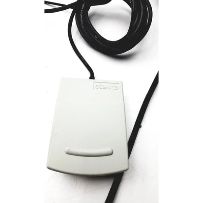 Light gray plastic foot pedal with steute brand and black coiled cable for bard peripheral flowmate injector crosser in j100