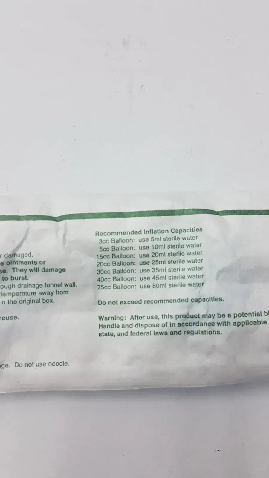 Bard Ref 0166L24, 24FR 30cc Foley Catheter, second-hand product photo 3
