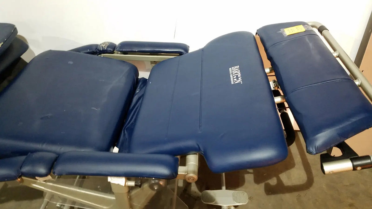 Barton convertible medical blue padded adjustable chair with metal frame for medical examinations and treatments