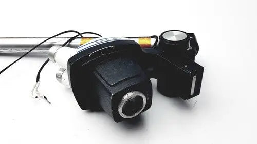 Black bausch and lomb stereozoom 4 microscope camera mount with metallic accents and exposed wiring showing zoom range 0.7x to 3.0x