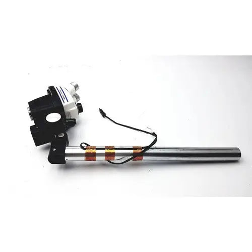 Silver cylindrical rod with copper coils and black wiring at the back of bausch and lomb stereozoom 4 microscope with zoom range 0.7x to 3.0x for reuse medical applications