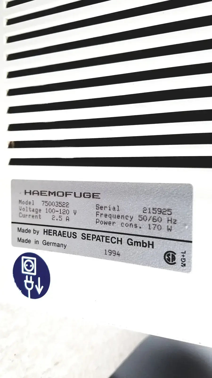Baxter Heraeus Haemofuge Model 75003522 Laboratory Centrifuge, as-is (for parts) product photo 5