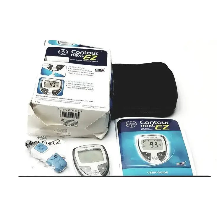 Reuse Medical Bayer Contour Next EZ Microlet 2 With Case Glucose Monitors, second-hand product photo 1