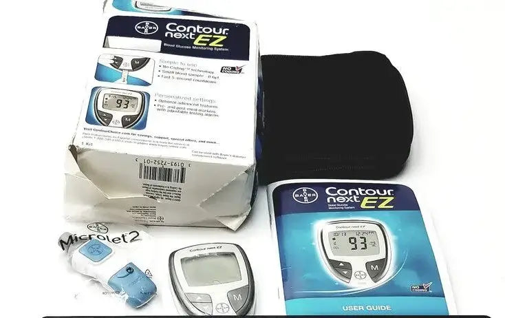 Reuse Medical Bayer Contour Next EZ Microlet 2 With Case Glucose Monitors, second-hand product photo 1