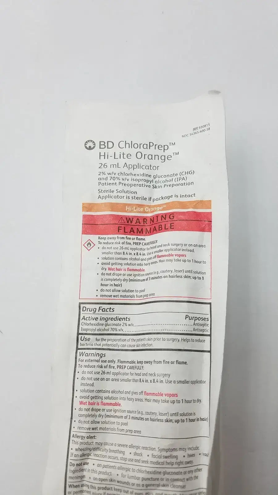 BD Chloraprep 930815 Hi-Lite Orange 26ml Applicator Skin Prep Applicator, second-hand product photo 2