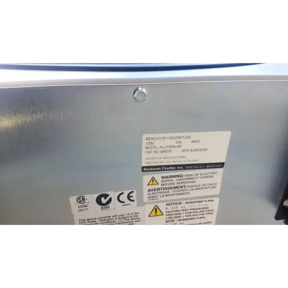 Beckman Coulter Allegra 6R Refrigerated Benchtop Centrifuge Centrifuge, second-hand product photo 12