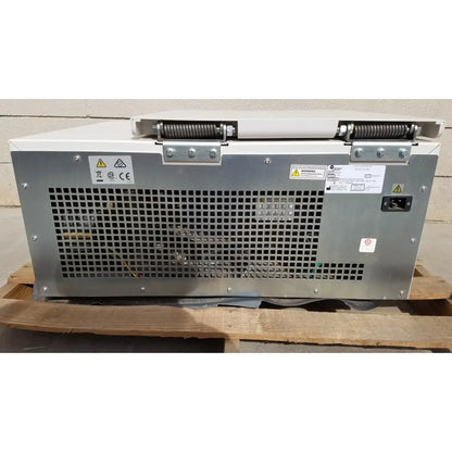 Bechman coulter avanti white and gray metal refrigerated centrifuge showing perforated rear panel of the machine