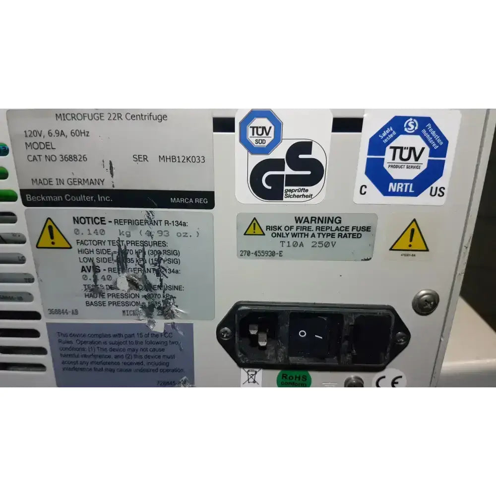 Beckman Coulter Microfuge 22R Centrifuge Centrifuge, as-is (for parts) product photo 6