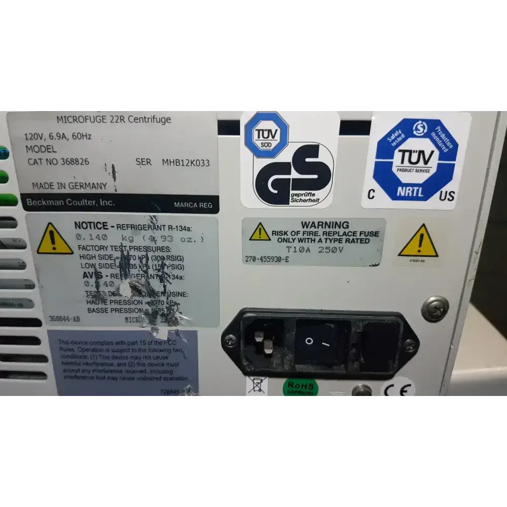 Beckman Coulter Microfuge 22R Centrifuge Centrifuge, as-is (for parts) product photo 6