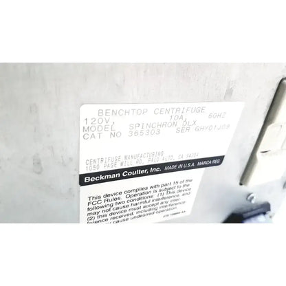 Beckman Coulter Spinchron DLX Benchtop Centrifuge Centrifuge, as-is (for parts) product photo 6