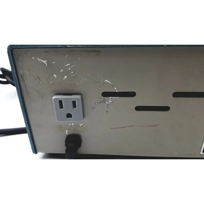Gray plastic power outlet with scratches on the back of the bellco orbital shaker 7744-02020 as-is unit