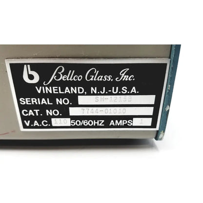 Image of a Bellco orbital shaker 7744-02020 in clear glass for laboratory mixing shown from the back side