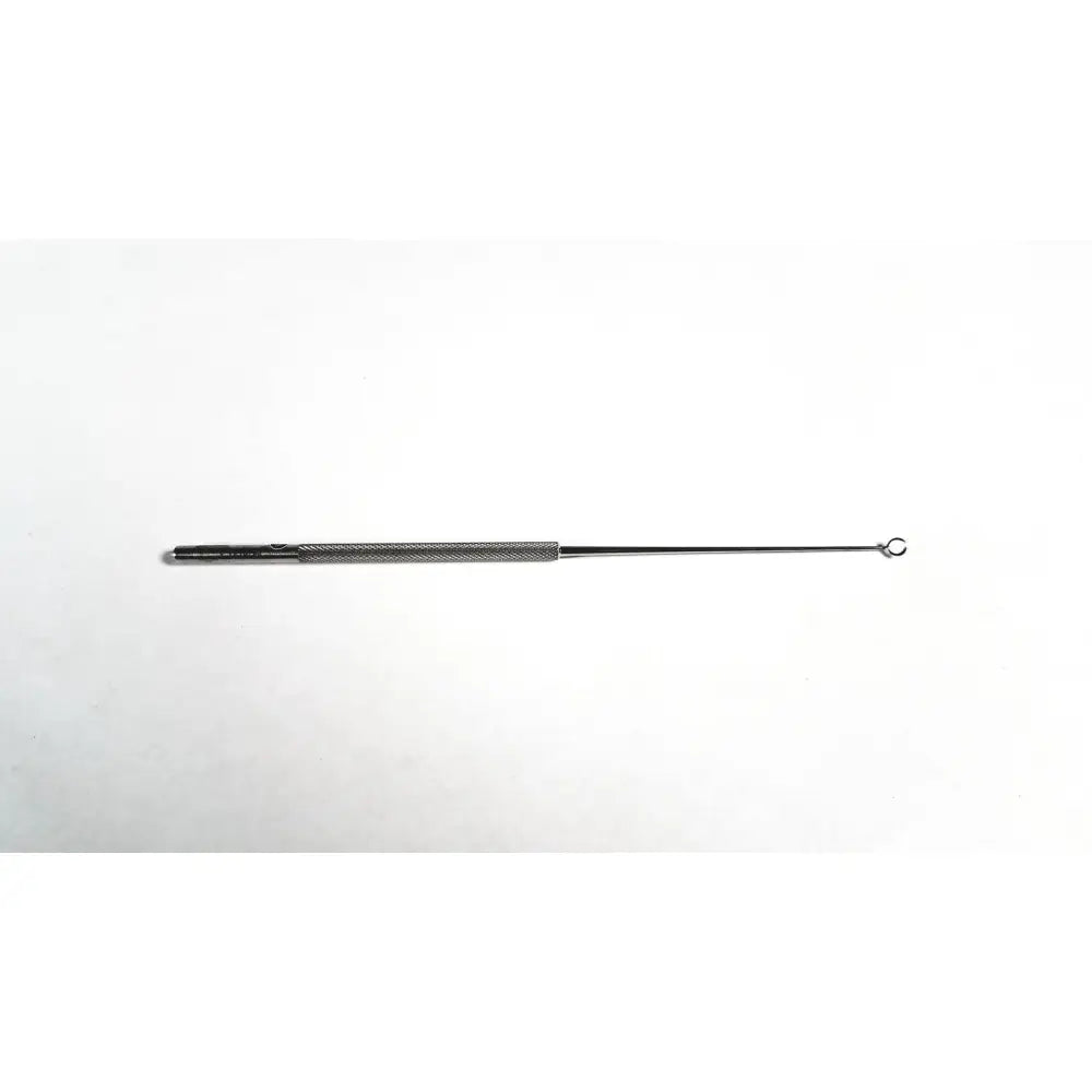 Silver-colored stainless steel billeau flexible ear cleaning tool with textured grip and flexible ear loop size 1