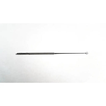 Silver-colored stainless steel billeau flexible ear cleaning tool with textured grip and flexible ear loop size 1