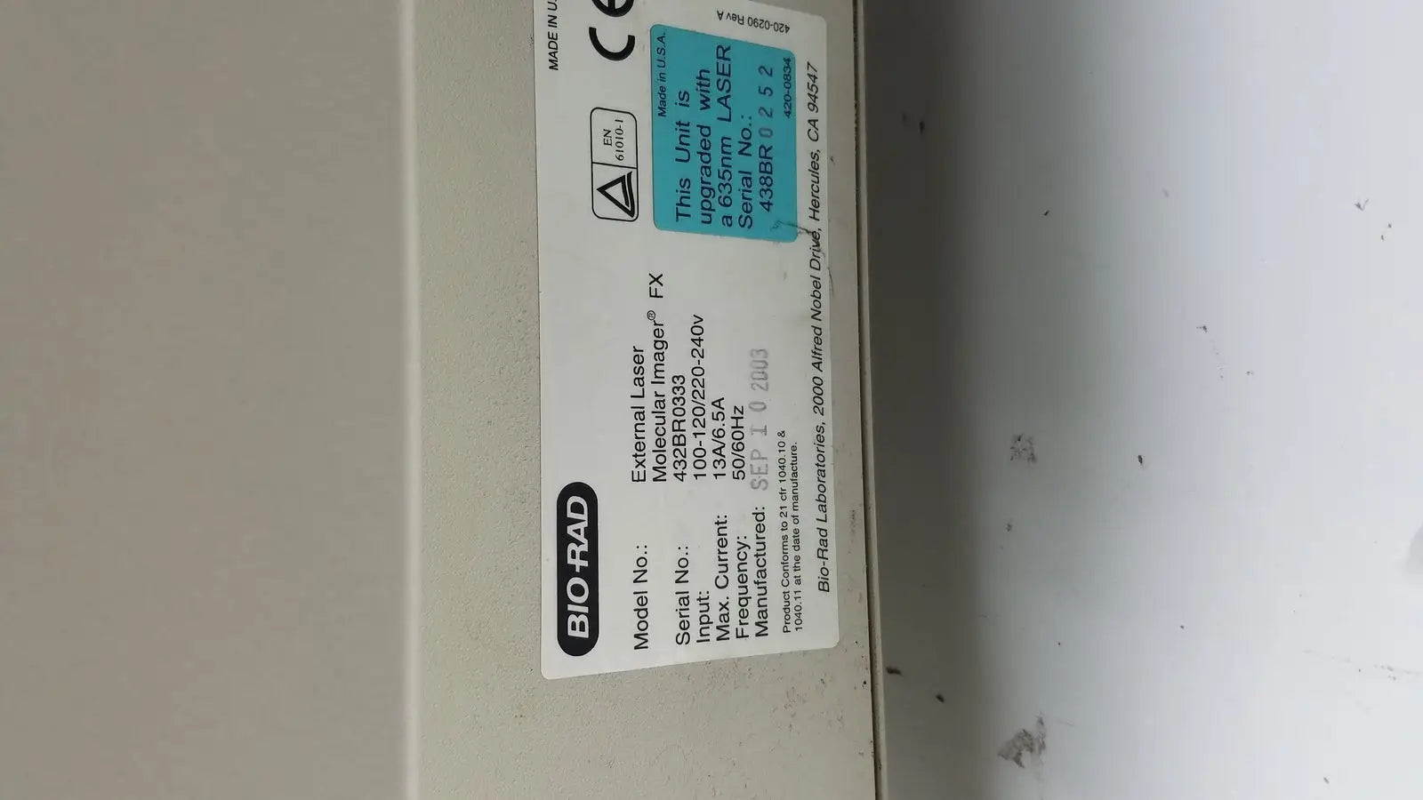 Bio-Rad External Laser Molecular Imager FX Molecular Imager, second-hand product photo 9