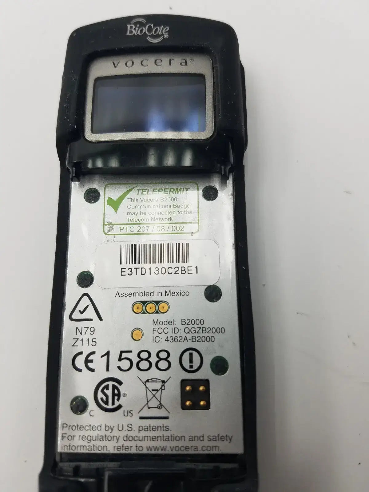 Vocera BioCote Vocera Model B2000 Badge Medical Communication Device, second-hand product photo 1