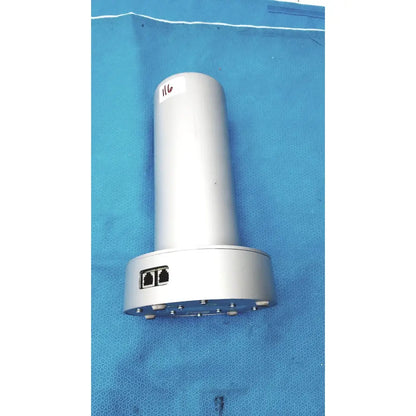 Silver cylindrical biodex medical systems wipe test counter with two ethernet ports and circular base with screws