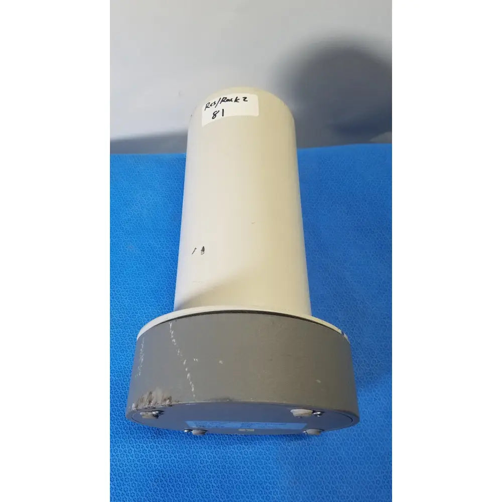 Beige cylindrical biodex well counter device with gray base labeled ray rock 2 for reuse medical applications