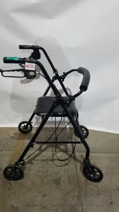 Reuse Medical Equipment Black Equate Rolling Walker for Seniors with Seat and Wheels Hand-Operated Loop Locks, second-hand product photo 3