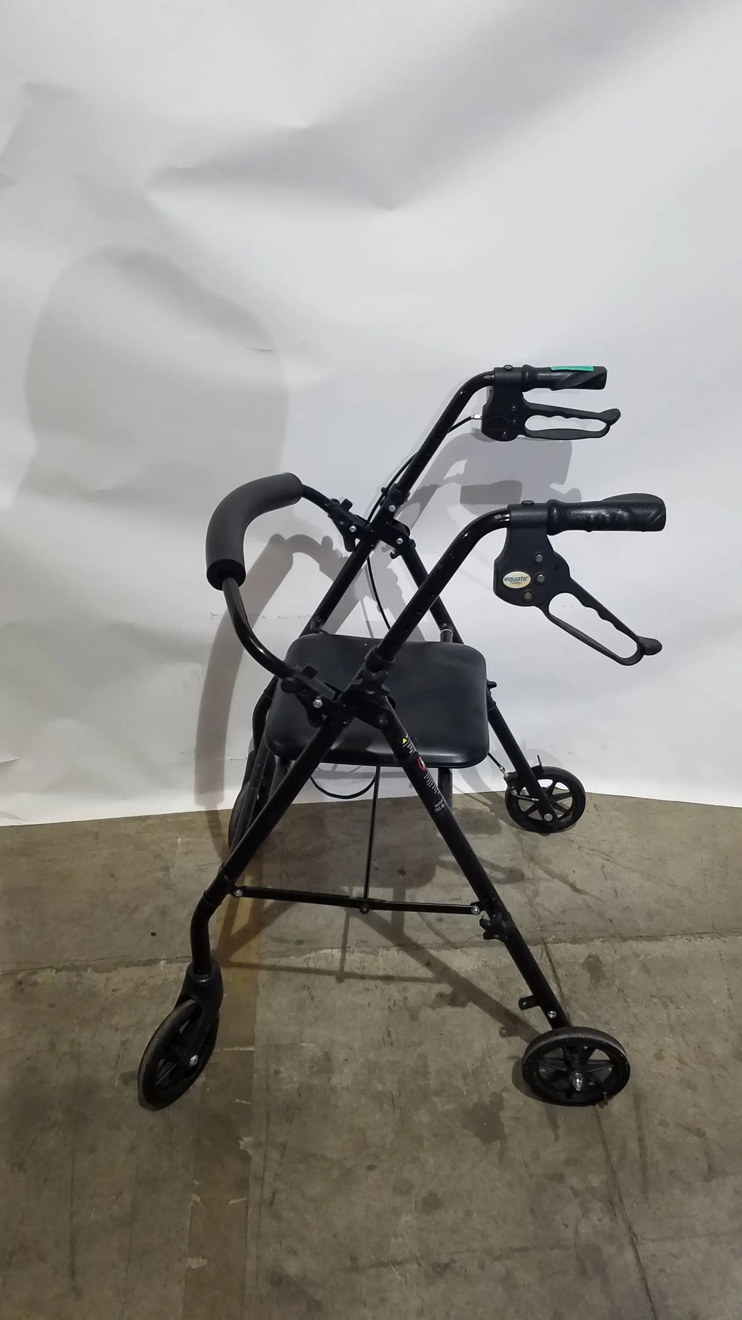 Reuse Medical Equipment Black Equate Rolling Walker for Seniors with Seat and Wheels Hand-Operated Loop Locks, second-hand product photo 1