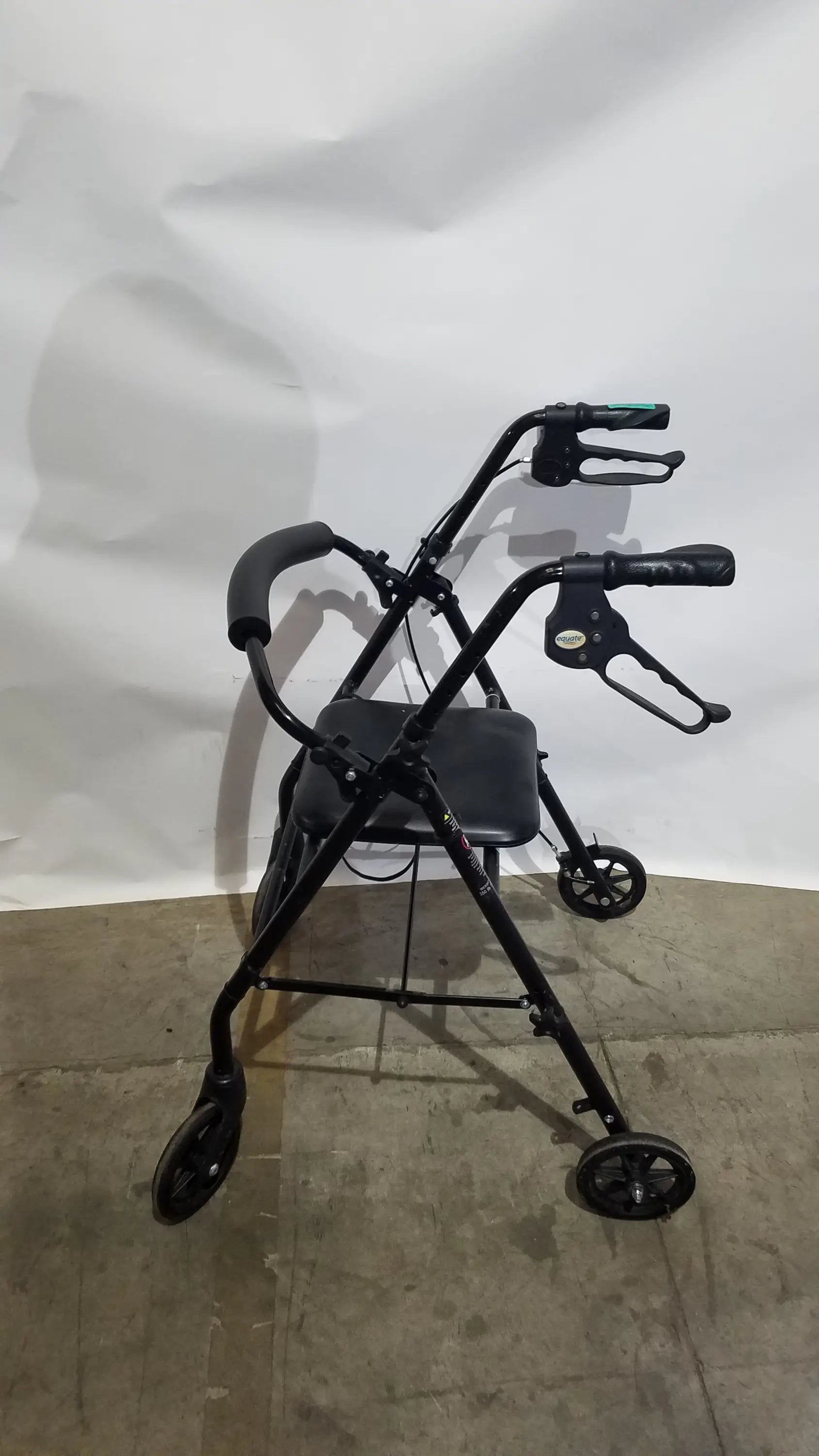 Reuse Medical Equipment Black Equate Rolling Walker for Seniors with Seat and Wheels Hand-Operated Loop Locks, second-hand product photo 1