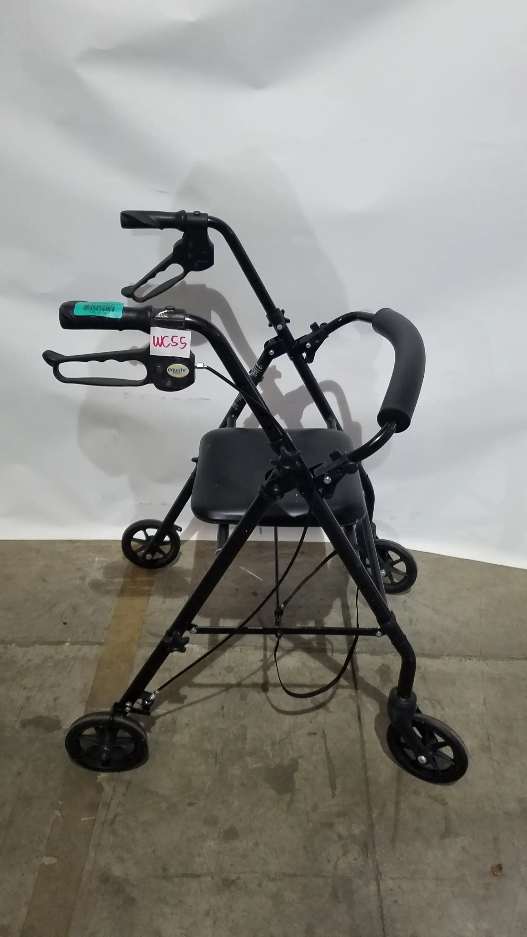 Reuse Medical Equipment Black Equate Rolling Walker for Seniors with Seat and Wheels Hand-Operated Loop Locks, second-hand product photo 2