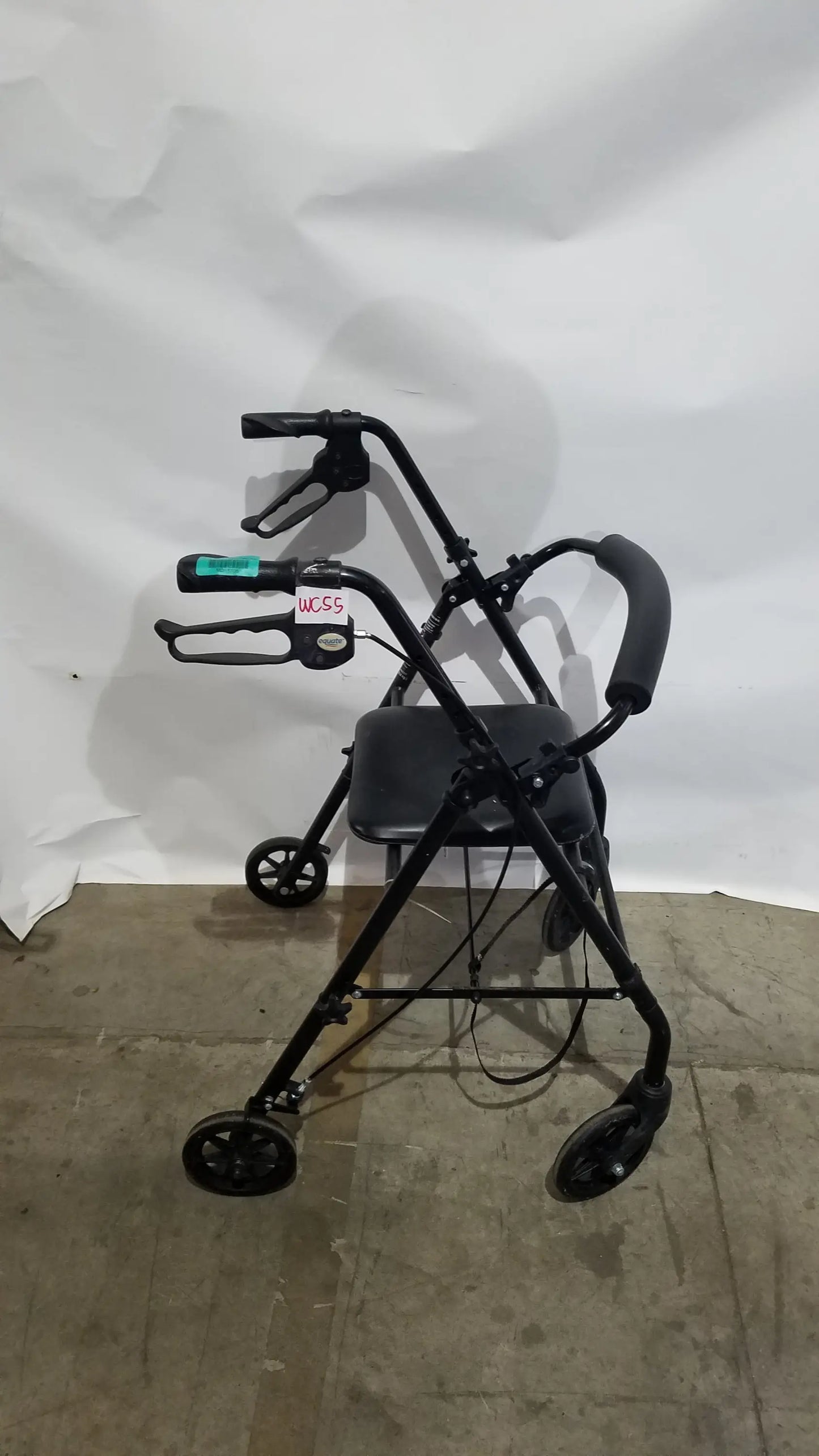 Reuse Medical Equipment Black Equate Rolling Walker for Seniors with Seat and Wheels Hand-Operated Loop Locks, second-hand product photo 12