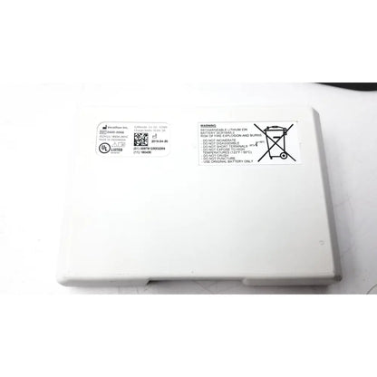 White rectangular lithium-ion battery with safety label for bladderscan charging cradle verathon 0400-0066 with gpsu15b adapter
