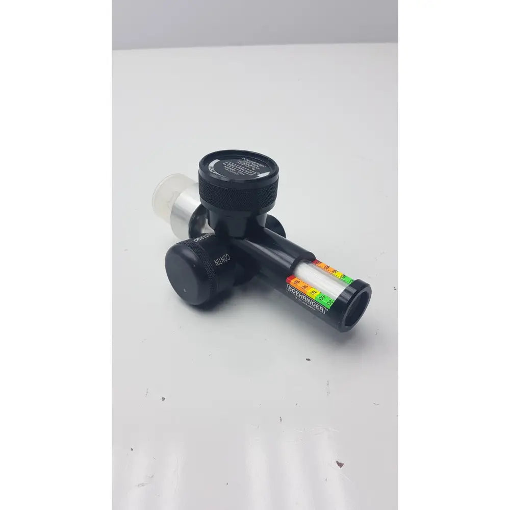 Black boehringer 3704 platinum series intermitting suctiion regulator with color-coded scale and textured knobs