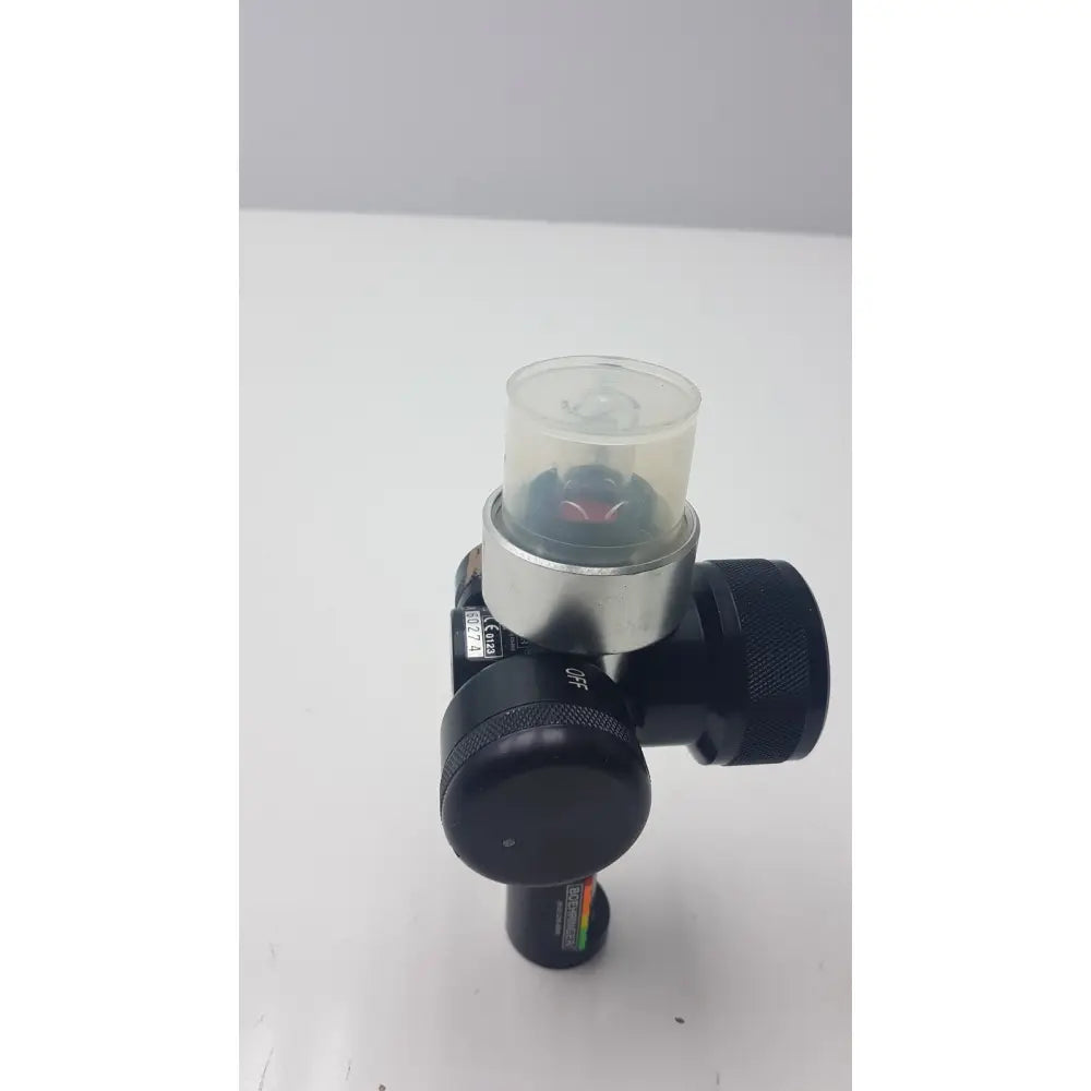 Black gas regulator with silver top cap and transparent cover from boehringer platinum series intermitting suctiion regulator