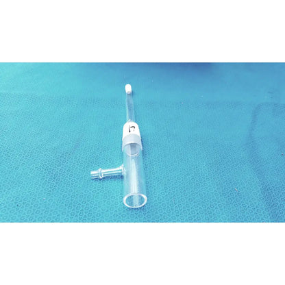 Clear plastic medical tubing with white connector and valve for borosilicate laboratory vacuum glass adapter use