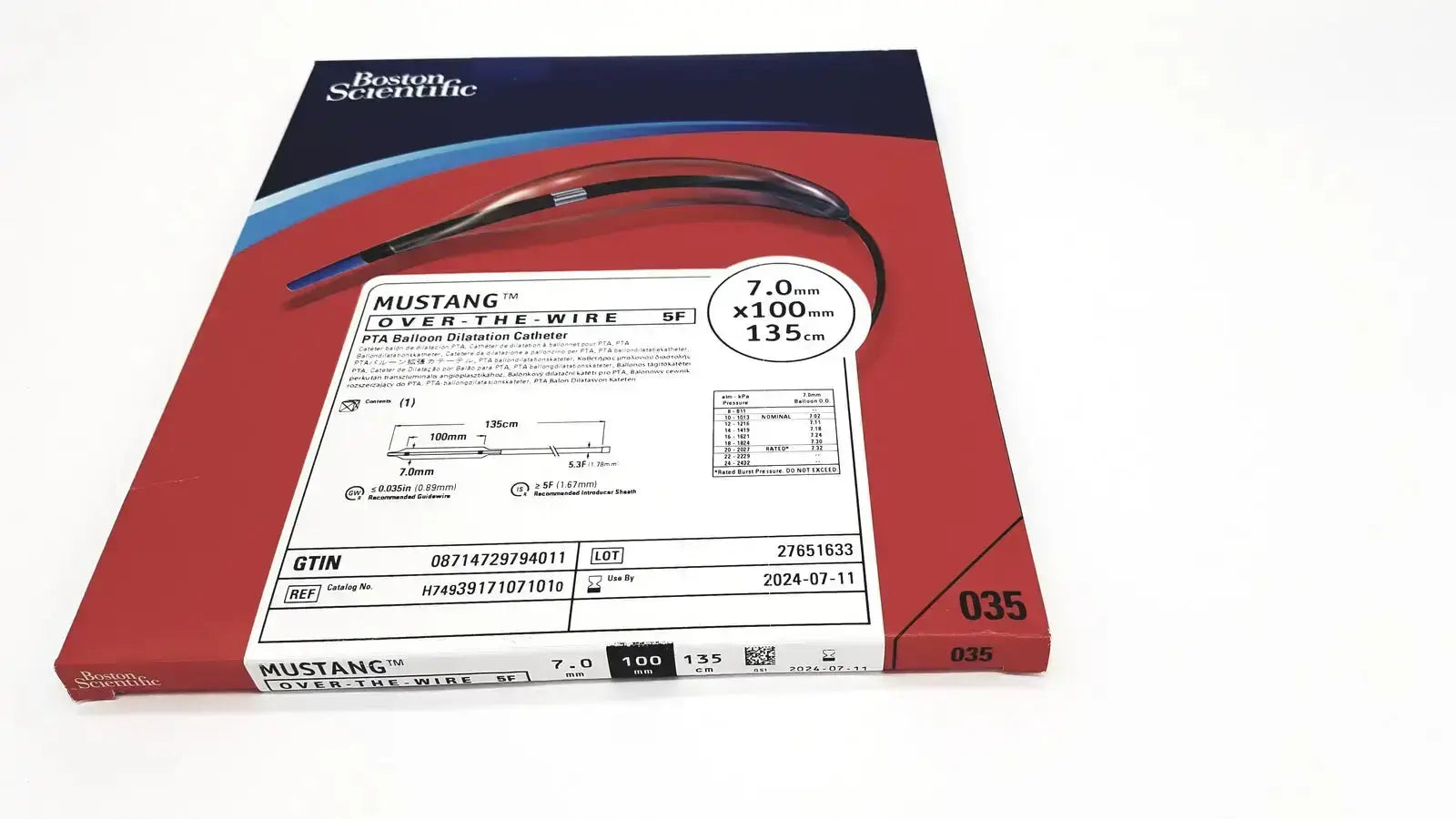 Boston Scientific H74939171120610 Mustang Over the Wire 7F, 12.0mm x 60mm, 135cm Balloon Catheter, new product photo 2