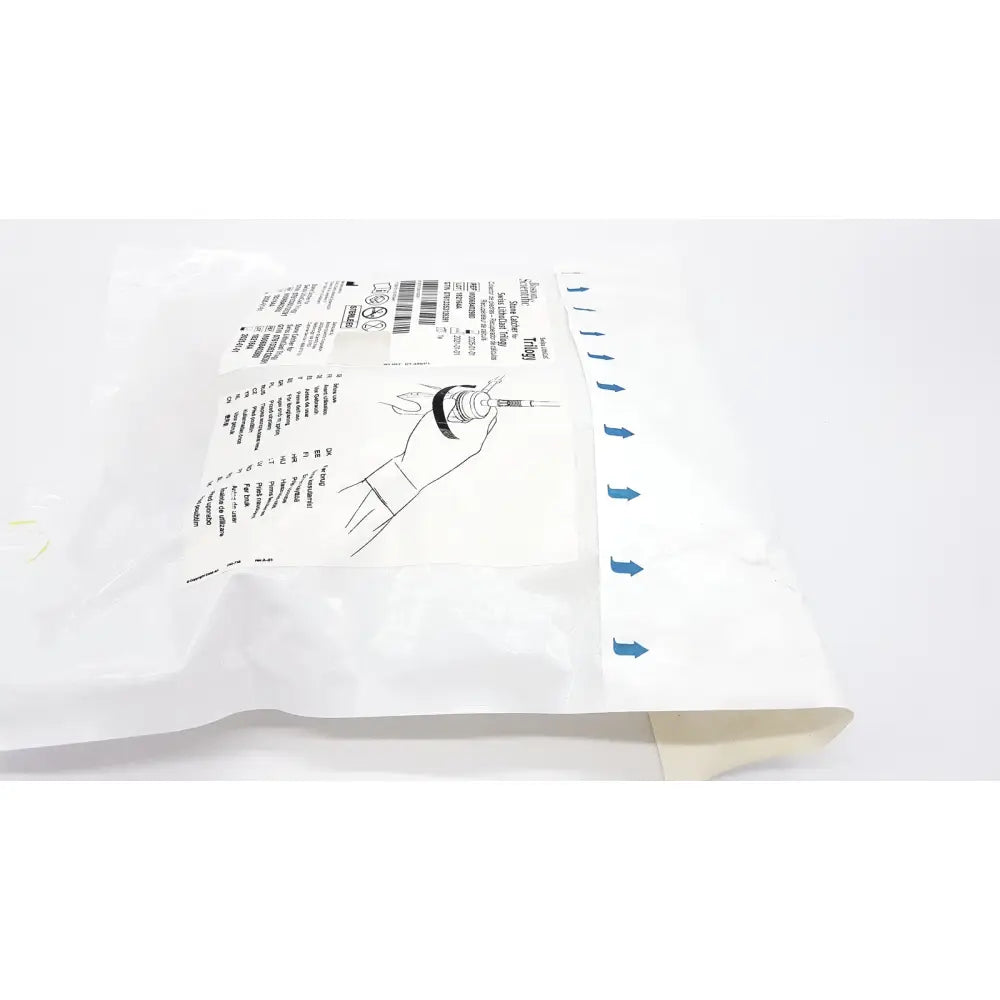 White sterile medical packaging of Boston Scientific M0068402980 stone catcher with blue arrows and instructional diagrams