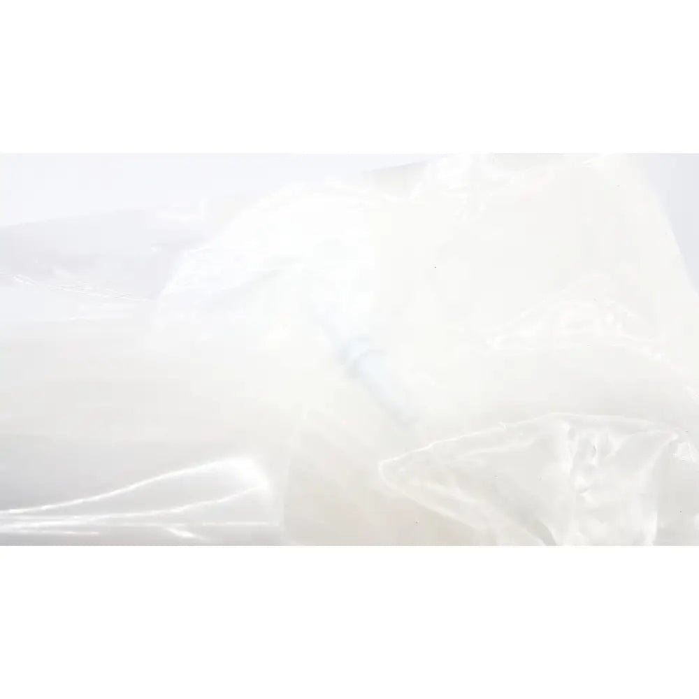 A translucent white plastic bag with crinkled texture and soft folds for boston scientific m0068402980 stone catcher