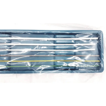 Set of five medical-grade catheter tubes in white, beige, yellow, and green in a sterile blue tray for boston scientific ureteral dilation system m0062401000