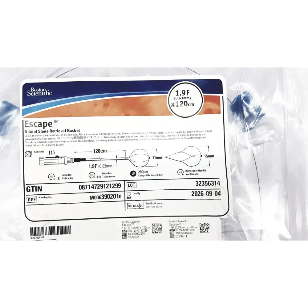 Boston Scientific Zero Tip Nitinol Retrieval Basket 2.4f X 120cm, M0063902010 Stone Retrieval Basket, new product photo 1