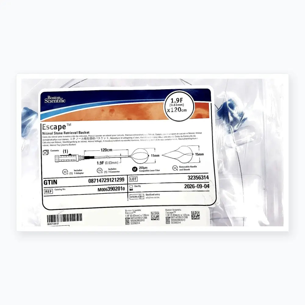 Boston Scientific Zero Tip Nitinol Retrieval Basket 2.4f X 120cm, M0063902010 Stone Retrieval Basket, new product photo 1