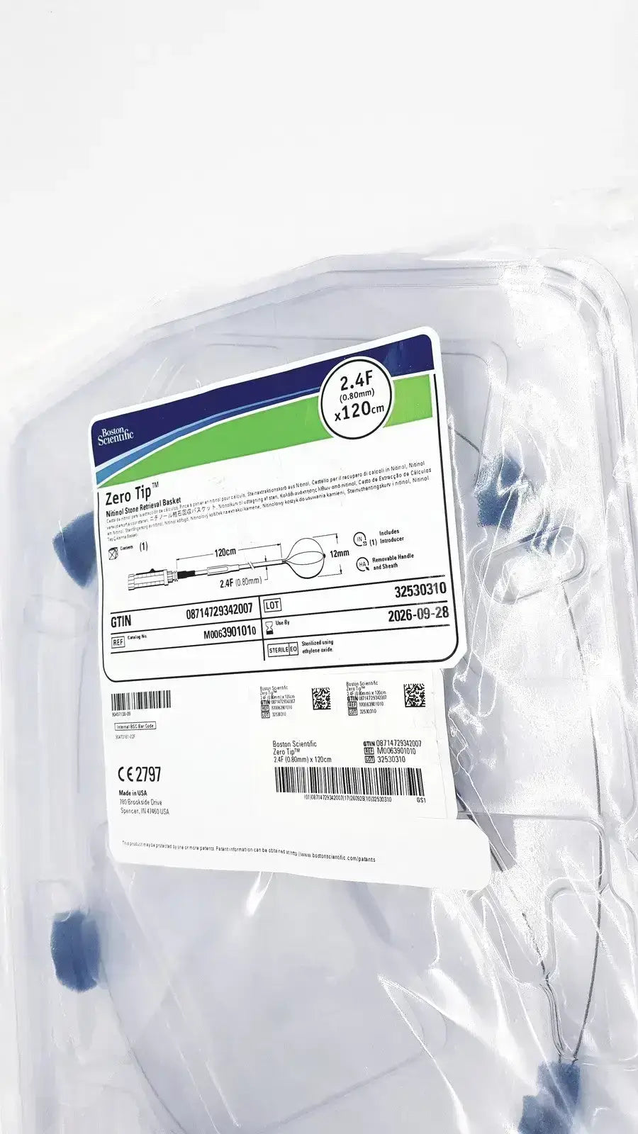 Boston Scientific Zero Tip Nitinol Retrieval Basket 2.4f X 120cm, Ref. M00639010 Nitinol Retrieval Basket, new product photo 3