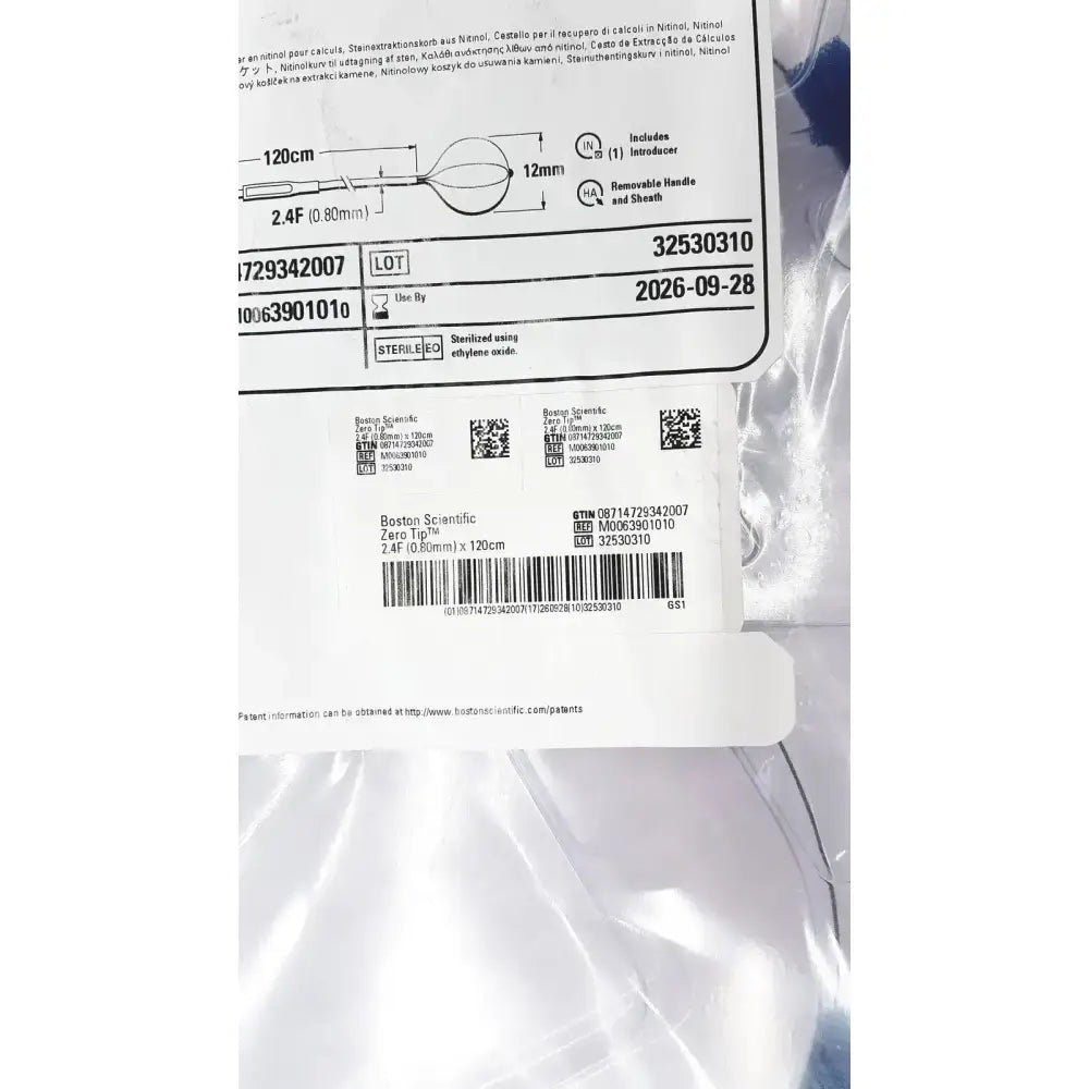 Boston Scientific Zero Tip Nitinol Retrieval Basket 2.4f X 120cm, Ref. M00639010 Nitinol Retrieval Basket, new product photo 2