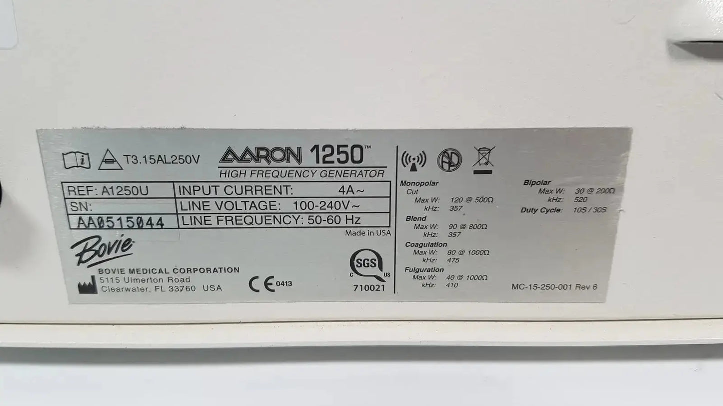 Bovie Aaron 1250 Electrosurgical Generator Electrosurgical Generator, second-hand product photo 7