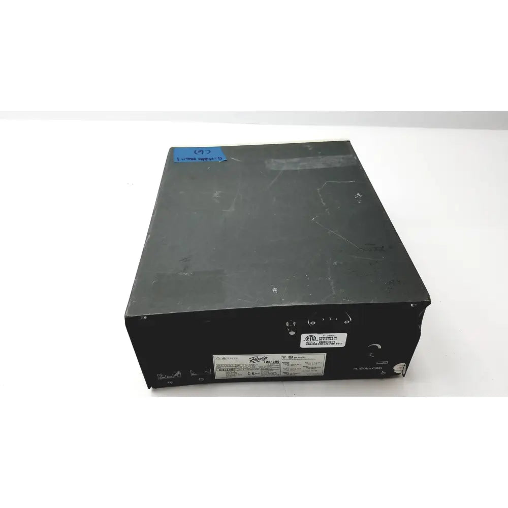 Black rectangular electrosurgical generator with matte finish and visible side labels bovie ids-300 electrosurgical unit