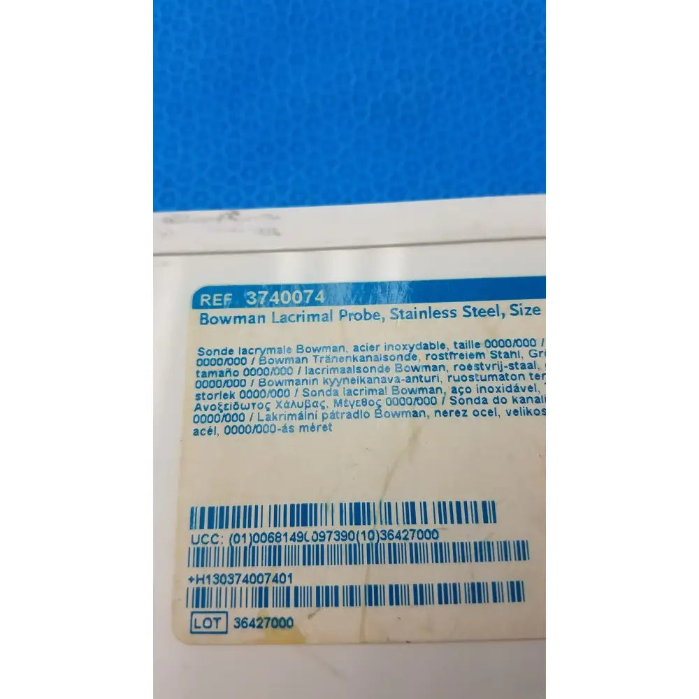 Karl Storz Bowman Lacrimal Probe, Stainless Steel Size 000/000 Ref 3740074 Lacrimal Probe, second-hand product photo 9