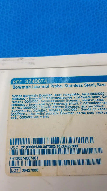 Karl Storz Bowman Lacrimal Probe, Stainless Steel Size 000/000 Ref 3740074 Lacrimal Probe, second-hand product photo 9