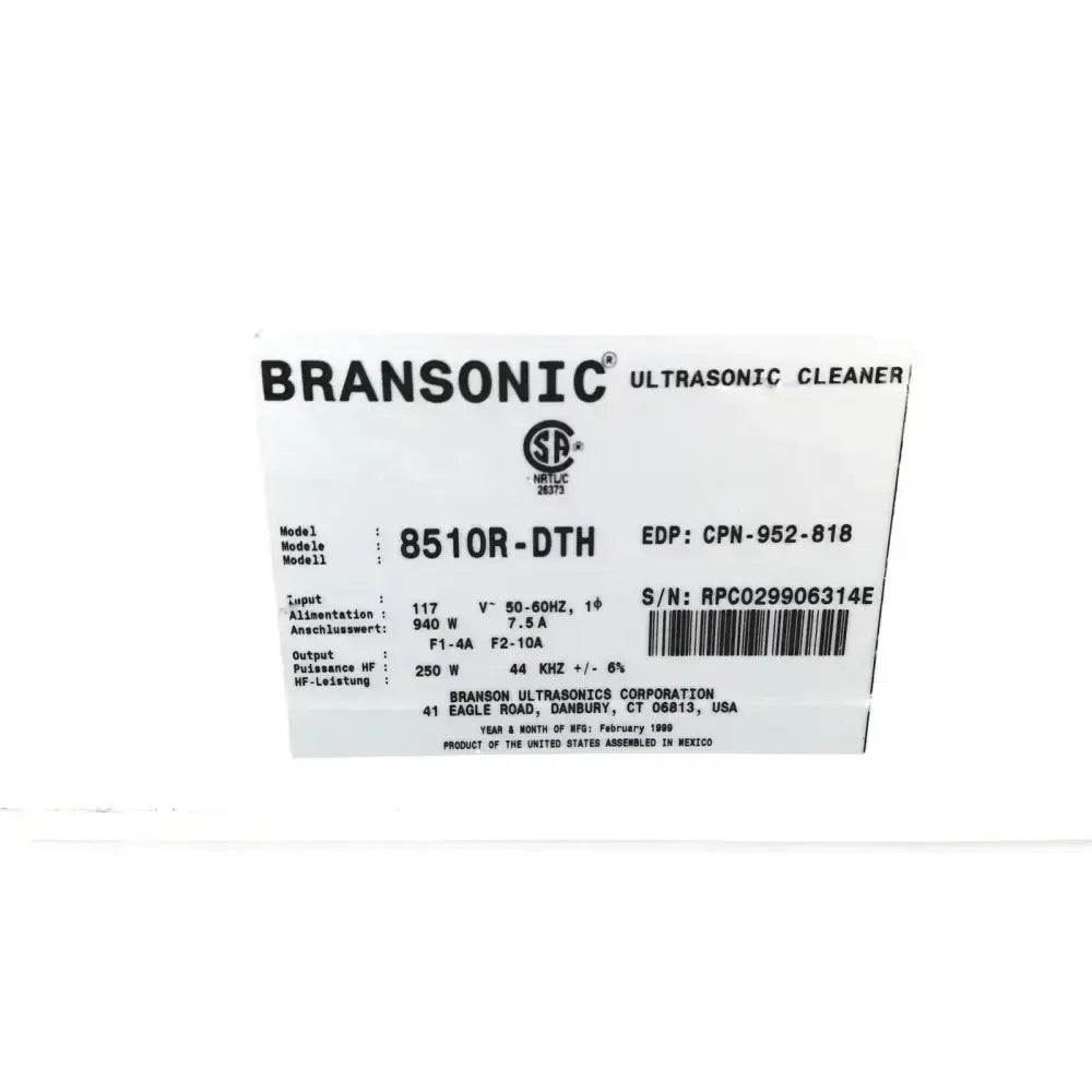 Bransonic Ultrasonic Cleaner Water Bath 8510R-DTH Ultrasonic Cleaner, second-hand product photo 7