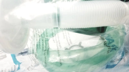 White plastic medical tubing with ribbed texture and printed text for breathing bag coaxial breathing circuit