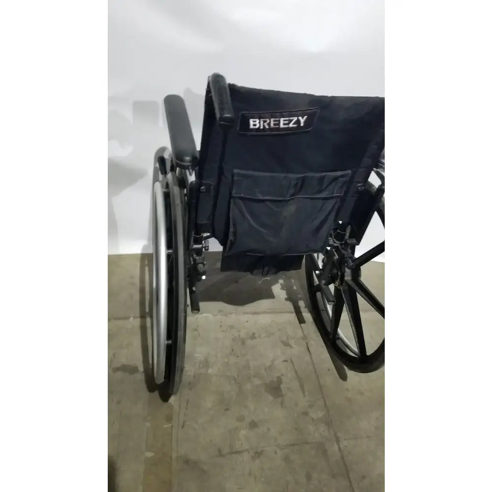 Reuse Medical Equipment Breezy Folding Manual Wheelchair - Lightweight Black Padded Comfort Seat Wheelchairs, second-hand product photo 5