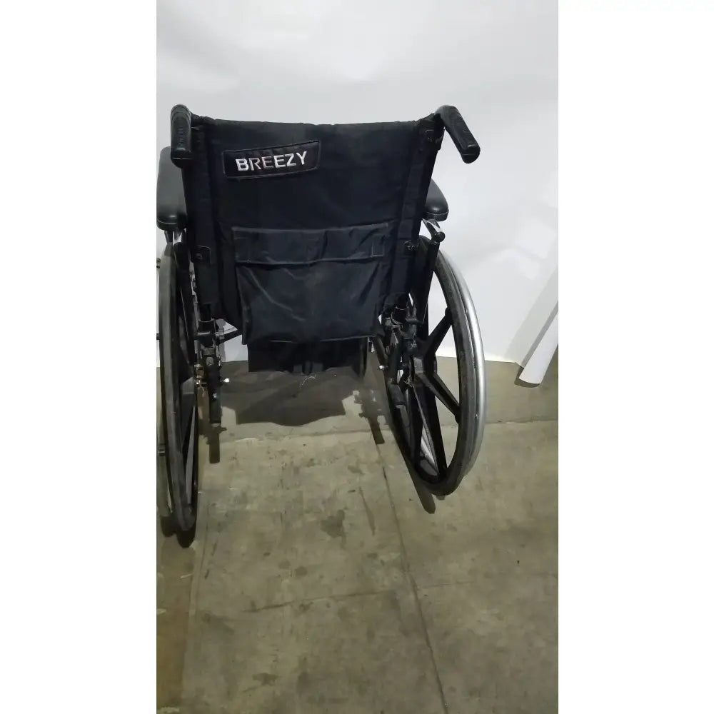 Reuse Medical Equipment Breezy Folding Manual Wheelchair - Lightweight Black Padded Comfort Seat Wheelchairs, second-hand product photo 4